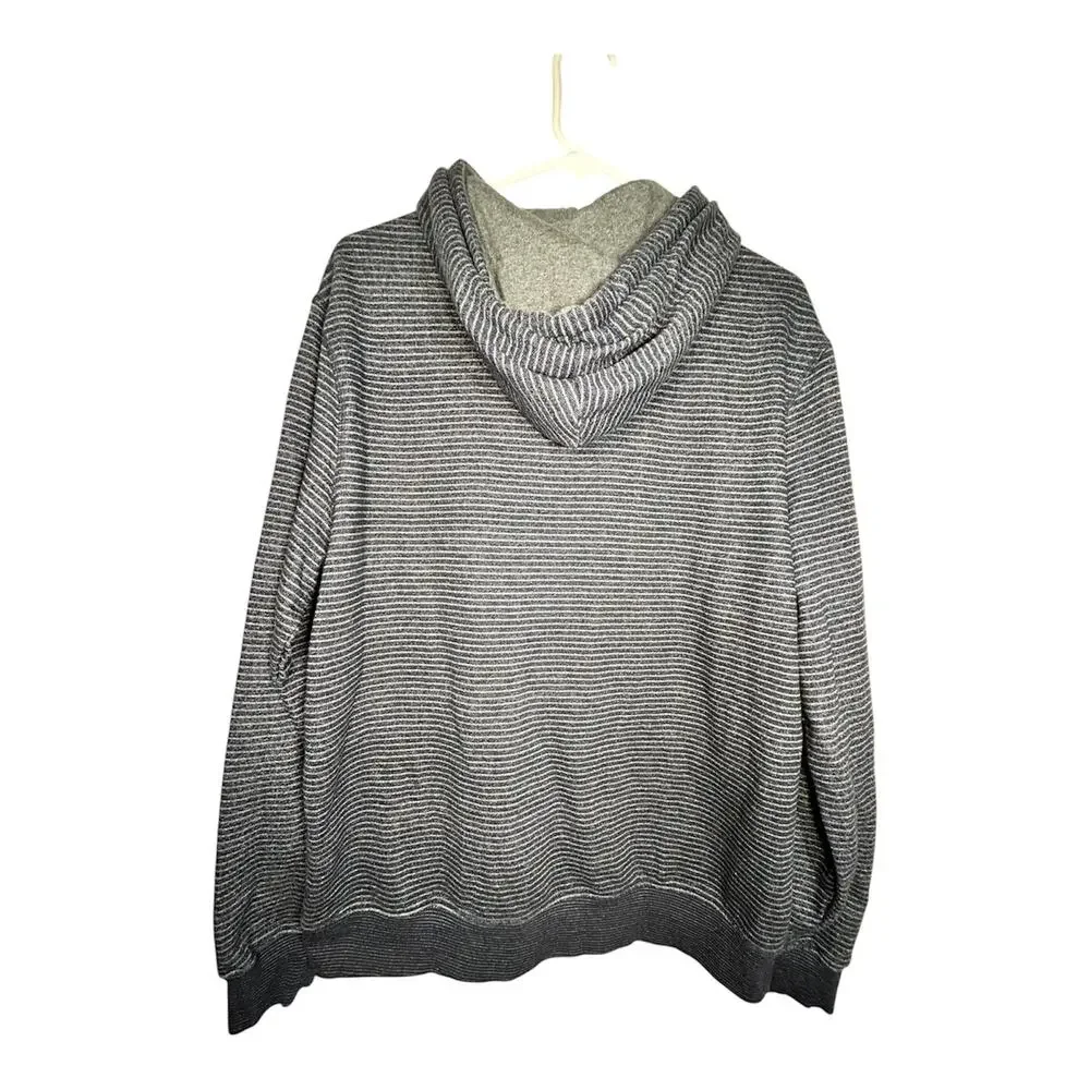 JACHS New York Hooded Sweatshirt Mens Button Fleece Striped Blue-Size L - Picture 5 of 8